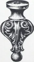 An illustration from Illustrated catalog of ornamental spun and stamped shells and fittings for gas and electric fixtures manufactured by the Standard Metal Spinning Co. (1914)