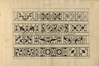 Picture 1 of 2 from Nuova inventione de diverse mostre cosi di punto in aere come di reticelli hoggi di usate per tutte li parte del mondo : con merletti mostretti da colari eda Mareghiti et merli per cantoni di fazoletti (1596), leaf 16