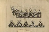 An illustration from Nuova inventione de diverse mostre cosi di punto in aere come di reticelli hoggi di usate per tutte li parte del mondo : con merletti mostretti da colari eda Mareghiti et merli per cantoni di fazoletti (1596)