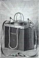 An illustration from Lampes electriques universelles Trouve de surete portatives, automatiques, reglables et inversables de M. G. Trouve. (1884)