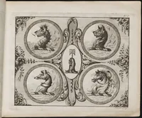 An illustration from J. Lockington's book of ornamented crests : engraved on twelve copper plates, as a cabinet for the gentleman and curious fancy worker, or pattern-book for the coach painter, engraver, jeweller, sadler, plater, embroider, modeller, &c (1812)