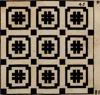 An illustration from Nützliches in lauter auserlesenen, wohl-approbirt- und meistentheils neu-inventirten Mustern bestehendes, Weber-Bild-Buch : als, zwey und siebenzig gesteinten Zeichnungen, von 15. bis auf 40. schäfftig und 32. Stück 16. und 20. schäfftigen Hin- und Wieder-Mödel, auch allerhand der nettesten Gattung von roth-gestreifften Arbeiten, sammt denen dazu gehörigen Zügen und Schnürungen : ingleichen allerhand nöthigen Bildern, auch Doppel-Kellisch, und einer Art von den Damast-Boden, 8. Flügel auf einen Bruch : dann eine Anweisung, wie sich diese Art Züg und Bilder zu halben Brüchen theilen, zerlegen, auch Doppel-Kellisch-Bilder so, wie man sie zum Gebrauch nöthig, selbst versetzen und verändern kan : wobey auch einer jeden Gattung insonderheit eine schrifftliche Anleitung voran gedruckt worden (1740)