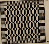 An illustration from Nützliches in lauter auserlesenen, wohl-approbirt- und meistentheils neu-inventirten Mustern bestehendes, Weber-Bild-Buch : als, zwey und siebenzig gesteinten Zeichnungen, von 15. bis auf 40. schäfftig und 32. Stück 16. und 20. schäfftigen Hin- und Wieder-Mödel, auch allerhand der nettesten Gattung von roth-gestreifften Arbeiten, sammt denen dazu gehörigen Zügen und Schnürungen : ingleichen allerhand nöthigen Bildern, auch Doppel-Kellisch, und einer Art von den Damast-Boden, 8. Flügel auf einen Bruch : dann eine Anweisung, wie sich diese Art Züg und Bilder zu halben Brüchen theilen, zerlegen, auch Doppel-Kellisch-Bilder so, wie man sie zum Gebrauch nöthig, selbst versetzen und verändern kan : wobey auch einer jeden Gattung insonderheit eine schrifftliche Anleitung voran gedruckt worden (1740)