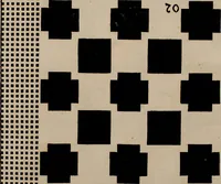 An illustration from Nützliches in lauter auserlesenen, wohl-approbirt- und meistentheils neu-inventirten Mustern bestehendes, Weber-Bild-Buch : als, zwey und siebenzig gesteinten Zeichnungen, von 15. bis auf 40. schäfftig und 32. Stück 16. und 20. schäfftigen Hin- und Wieder-Mödel, auch allerhand der nettesten Gattung von roth-gestreifften Arbeiten, sammt denen dazu gehörigen Zügen und Schnürungen : ingleichen allerhand nöthigen Bildern, auch Doppel-Kellisch, und einer Art von den Damast-Boden, 8. Flügel auf einen Bruch : dann eine Anweisung, wie sich diese Art Züg und Bilder zu halben Brüchen theilen, zerlegen, auch Doppel-Kellisch-Bilder so, wie man sie zum Gebrauch nöthig, selbst versetzen und verändern kan : wobey auch einer jeden Gattung insonderheit eine schrifftliche Anleitung voran gedruckt worden (1740)