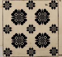 Picture 117 of 131 from Nützliches in lauter auserlesenen, wohl-approbirt- und meistentheils neu-inventirten Mustern bestehendes, Weber-Bild-Buch : als, zwey und siebenzig gesteinten Zeichnungen, von 15. bis auf 40. schäfftig und 32. Stück 16. und 20. schäfftigen Hin- und Wieder-Mödel, auch allerhand der nettesten Gattung von roth-gestreifften Arbeiten, sammt denen dazu gehörigen Zügen und Schnürungen : ingleichen allerhand nöthigen Bildern, auch Doppel-Kellisch, und einer Art von den Damast-Boden, 8. Flügel auf einen Bruch : dann eine Anweisung, wie sich diese Art Züg und Bilder zu halben Brüchen theilen, zerlegen, auch Doppel-Kellisch-Bilder so, wie man sie zum Gebrauch nöthig, selbst versetzen und verändern kan : wobey auch einer jeden Gattung insonderheit eine schrifftliche Anleitung voran gedruckt worden (1740), leaf 184