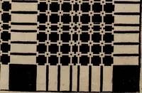 An illustration from Nützliches in lauter auserlesenen, wohl-approbirt- und meistentheils neu-inventirten Mustern bestehendes, Weber-Bild-Buch : als, zwey und siebenzig gesteinten Zeichnungen, von 15. bis auf 40. schäfftig und 32. Stück 16. und 20. schäfftigen Hin- und Wieder-Mödel, auch allerhand der nettesten Gattung von roth-gestreifften Arbeiten, sammt denen dazu gehörigen Zügen und Schnürungen : ingleichen allerhand nöthigen Bildern, auch Doppel-Kellisch, und einer Art von den Damast-Boden, 8. Flügel auf einen Bruch : dann eine Anweisung, wie sich diese Art Züg und Bilder zu halben Brüchen theilen, zerlegen, auch Doppel-Kellisch-Bilder so, wie man sie zum Gebrauch nöthig, selbst versetzen und verändern kan : wobey auch einer jeden Gattung insonderheit eine schrifftliche Anleitung voran gedruckt worden (1740)