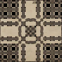 Picture 23 of 131 from Nützliches in lauter auserlesenen, wohl-approbirt- und meistentheils neu-inventirten Mustern bestehendes, Weber-Bild-Buch : als, zwey und siebenzig gesteinten Zeichnungen, von 15. bis auf 40. schäfftig und 32. Stück 16. und 20. schäfftigen Hin- und Wieder-Mödel, auch allerhand der nettesten Gattung von roth-gestreifften Arbeiten, sammt denen dazu gehörigen Zügen und Schnürungen : ingleichen allerhand nöthigen Bildern, auch Doppel-Kellisch, und einer Art von den Damast-Boden, 8. Flügel auf einen Bruch : dann eine Anweisung, wie sich diese Art Züg und Bilder zu halben Brüchen theilen, zerlegen, auch Doppel-Kellisch-Bilder so, wie man sie zum Gebrauch nöthig, selbst versetzen und verändern kan : wobey auch einer jeden Gattung insonderheit eine schrifftliche Anleitung voran gedruckt worden (1740), leaf 58