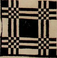 An illustration from Nützliches in lauter auserlesenen, wohl-approbirt- und meistentheils neu-inventirten Mustern bestehendes, Weber-Bild-Buch : als, zwey und siebenzig gesteinten Zeichnungen, von 15. bis auf 40. schäfftig und 32. Stück 16. und 20. schäfftigen Hin- und Wieder-Mödel, auch allerhand der nettesten Gattung von roth-gestreifften Arbeiten, sammt denen dazu gehörigen Zügen und Schnürungen : ingleichen allerhand nöthigen Bildern, auch Doppel-Kellisch, und einer Art von den Damast-Boden, 8. Flügel auf einen Bruch : dann eine Anweisung, wie sich diese Art Züg und Bilder zu halben Brüchen theilen, zerlegen, auch Doppel-Kellisch-Bilder so, wie man sie zum Gebrauch nöthig, selbst versetzen und verändern kan : wobey auch einer jeden Gattung insonderheit eine schrifftliche Anleitung voran gedruckt worden (1740)