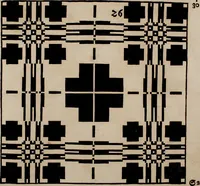 Picture 34 of 131 from Nützliches in lauter auserlesenen, wohl-approbirt- und meistentheils neu-inventirten Mustern bestehendes, Weber-Bild-Buch : als, zwey und siebenzig gesteinten Zeichnungen, von 15. bis auf 40. schäfftig und 32. Stück 16. und 20. schäfftigen Hin- und Wieder-Mödel, auch allerhand der nettesten Gattung von roth-gestreifften Arbeiten, sammt denen dazu gehörigen Zügen und Schnürungen : ingleichen allerhand nöthigen Bildern, auch Doppel-Kellisch, und einer Art von den Damast-Boden, 8. Flügel auf einen Bruch : dann eine Anweisung, wie sich diese Art Züg und Bilder zu halben Brüchen theilen, zerlegen, auch Doppel-Kellisch-Bilder so, wie man sie zum Gebrauch nöthig, selbst versetzen und verändern kan : wobey auch einer jeden Gattung insonderheit eine schrifftliche Anleitung voran gedruckt worden (1740), leaf 74