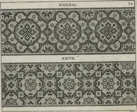 An illustration from Newes Modelbuch in Kupffer gemacht : darinen aller hand Arth newer Mödel von dun, mittel und dick aussgeschnidener Arbeit auch andern kunstlichen Nehwerck zu gebrauchen mit Vleisz inn Druck verfertigt (1604)