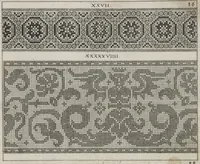 An illustration from Newes Modelbuch in Kupffer gemacht : darinen aller hand Arth newer Mödel von dun, mittel und dick aussgeschnidener Arbeit auch andern kunstlichen Nehwerck zu gebrauchen mit Vleisz inn Druck verfertigt (1604)