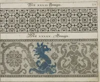 Picture 16 of 33 from Newes Modelbuch in Kupffer gemacht : darinen aller hand Arth newer Mödel von dun, mittel und dick aussgeschnidener Arbeit auch andern kunstlichen Nehwerck zu gebrauchen mit Vleisz inn Druck verfertigt (1604), leaf 38
