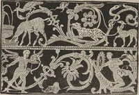 An illustration from Corona delle nobili, et virtvose donne. Libro [primo] : nel quale si dimostra in varij dissegni molte sorti di mostre di punti in aria, punti tagliati, punti a reticello, & ristampa la quarta voltà (1592)