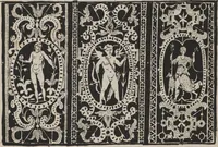 An illustration from Corona delle nobili, et virtvose donne. Libro [primo] : nel quale si dimostra in varij dissegni molte sorti di mostre di punti in aria, punti tagliati, punti a reticello, & ristampa la quarta voltà (1592)