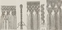 An illustration from Complete guide to the work-table : containing instructions in Berlin work, crochet, drawn-thread work, embroidery, knitting, knotting or macrame, lace, netting, poonah painting, & tatting, with numerous illustrations and coloured designs (1884)