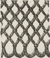 An illustration from Complete guide to the work-table : containing instructions in Berlin work, crochet, drawn-thread work, embroidery, knitting, knotting or macrame, lace, netting, poonah painting, & tatting, with numerous illustrations and coloured designs (1884)