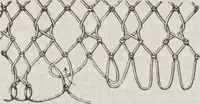 An illustration from Complete guide to the work-table : containing instructions in Berlin work, crochet, drawn-thread work, embroidery, knitting, knotting or macrame, lace, netting, poonah painting, & tatting, with numerous illustrations and coloured designs (1884)