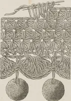 An illustration from Complete guide to the work-table : containing instructions in Berlin work, crochet, drawn-thread work, embroidery, knitting, knotting or macrame, lace, netting, poonah painting, & tatting, with numerous illustrations and coloured designs (1884)