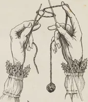 An illustration from Complete guide to the work-table : containing instructions in Berlin work, crochet, drawn-thread work, embroidery, knitting, knotting or macrame, lace, netting, poonah painting, & tatting, with numerous illustrations and coloured designs (1884)