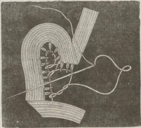 An illustration from Complete guide to the work-table : containing instructions in Berlin work, crochet, drawn-thread work, embroidery, knitting, knotting or macrame, lace, netting, poonah painting, & tatting, with numerous illustrations and coloured designs (1884)