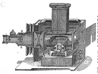 An illustration from Prijscourant No. 1: Prijscourant van Tooverlantaarns, Sciopticons, Dissolving-Views, Kalklicht-toestellen, Platen voor de Tooverlantaarns, enz. Model Stoom- en Electrische Machines, Electrische Schellen, Telephoons, enz. (1909)