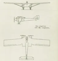 An illustration from Dyle and Bacalan metal monoplane, D.B. 10 : night bomber - equipped with two 420 HP. Jupiter engines (1927)