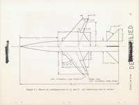An illustration from A Summary of the Longitudinal and Lateral Stability and Control Characteristics Obtained from Rocket-model Tests of a Swept-wing Fighter-type Airplane at Mach Numbers from 0.5 to 1.9 (1957)