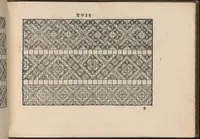 An illustration from La vera perfettione del disegno di varie sorti di ricami,di cucire ogni sorte di puntifogliami, punti tagliati, puntifili,rimessi, punti incrociati, puntistuora,ogn'altra arrte [!] che dia operadisegni. Fatto nuovamente per Giovanni Ostaus. (1567)