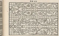 An illustration from La vera perfettione del disegno di varie sorti di ricami,di cucire ogni sorte di puntifogliami, punti tagliati, puntifili,rimessi, punti incrociati, puntistuora,ogn'altra arrte [!] che dia operadisegni. Fatto nuovamente per Giovanni Ostaus. (1567)