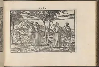 An illustration from La vera perfettione del disegno di varie sorti di ricami,di cucire ogni sorte di puntifogliami, punti tagliati, puntifili,rimessi, punti incrociati, puntistuora,ogn'altra arrte [!] che dia operadisegni. Fatto nuovamente per Giovanni Ostaus. (1567)