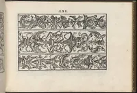 An illustration from La vera perfettione del disegno di varie sorti di ricami,di cucire ogni sorte di puntifogliami, punti tagliati, puntifili,rimessi, punti incrociati, puntistuora,ogn'altra arrte [!] che dia operadisegni. Fatto nuovamente per Giovanni Ostaus. (1567)