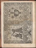 An illustration from Il spechio di pensieri delle belle et virtudiose donne dove si vede varie sorti de ponti cioe ponti taliati ponti groposi ponti in redeponti in stiora (1546)