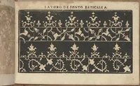 An illustration from Studio delle virtuose donne: Doue si vedono bellissimi lauori di punto in aria, reticella, di maglia. Dissegnati da Isabetta Catanea Parasole (1597)