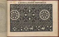 Picture 12 of 18 from Pretioso Gemma Delle Virtuose Donne Doue si vedono bellissimi lauori di punto in aria, reticella, di maglia,piombini, disegnati da Isabella Catanea Parasole.di nuouo dati in luce da Lucchino Gargano, con alcuni altri bellissimi lauori nuoua- mente inuentati. (1600), leaf 24