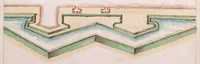 An illustration from Petit traitté de la fortification moderne [manuscript] [16--]