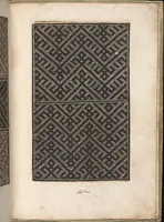 An illustration from Eyn new kunstlich boich dair yn .c. und .XXXVII. Figuren, monster ad `stalen befonden, wie man na der rechter art lauffer werck spansche stiche mit der naelen vort up der ramen und up der laden borden wirckenn sall wilche stalen alltzo somen verbessert synt. (1529)
