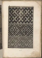 An illustration from Eyn new kunstlich boich dair yn .c. und .XXXVII. Figuren, monster ad `stalen befonden, wie man na der rechter art lauffer werck spansche stiche mit der naelen vort up der ramen und up der laden borden wirckenn sall wilche stalen alltzo somen verbessert synt. (1529)