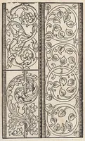 An illustration from Eyn new kunstlich boich dair yn .c. und .XXXVII. Figuren, monster ad `stalen befonden, wie man na der rechter art lauffer werck spansche stiche mit der naelen vort up der ramen und up der laden borden wirckenn sall wilche stalen alltzo somen verbessert synt. (1529)