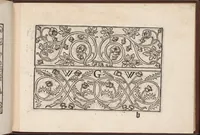 An illustration from Eyn newe kunstlich moetdelboech alle kunstner zo brauchen fur snytzeller wapensticker perlensticker. Etc. Unnd auch fur jonferen und frauwen kunstlich uff das neuwes gefonde allen den genen die upff kunsten verstant haben. (1532)
