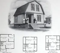 An illustration from Readi-cut houses (frame or brick veneer) : substantial, warm, comfortable, attractive : manufactured in our mills in Toronto, Ottawa, Vancouver ... (1915)