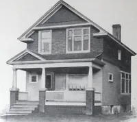 An illustration from Readi-cut houses (frame or brick veneer) : substantial, warm, comfortable, attractive : manufactured in our mills in Toronto, Ottawa, Vancouver ... (1915)