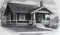 An illustration from Readi-cut houses (frame or brick veneer) : substantial, warm, comfortable, attractive : manufactured in our mills in Toronto, Ottawa, Vancouver ... (1915)