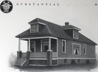 An illustration from Readi-cut houses (frame or brick veneer) : substantial, warm, comfortable, attractive : manufactured in our mills in Toronto, Ottawa, Vancouver ... (1915)