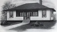An illustration from Readi-cut houses (frame or brick veneer) : substantial, warm, comfortable, attractive : manufactured in our mills in Toronto, Ottawa, Vancouver ... (1915)