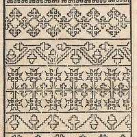 An illustration from 1529 ein new getruckt model büchli auff außnehen unnd borttenwircken ynn der laden unnd lanngenn gestell. Ganntz gerecht nach abteilung der feden tzal. (1529)