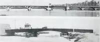 An illustration from The Strauss Bascule Bridge Company, Inc., engineers and designers of trunnion, bascule and direct lift bridges. (1920)