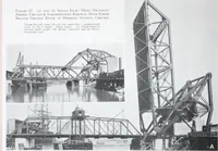 An illustration from The Strauss Bascule Bridge Company, Inc., engineers and designers of trunnion, bascule and direct lift bridges. (1920)