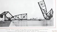 An illustration from The Strauss Bascule Bridge Company, Inc., engineers and designers of trunnion, bascule and direct lift bridges. (1920)