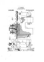 An illustration from US Patent 1,345,286, Type-Casting Machine [Fusion Stripcasting Attachment] (1920)