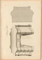 An illustration from Upwards of one hundred new and elegant designs, being all the most approved patterns of houshold furniture in genteel taste : consisting of china, breakfast, side-board, dressing, toilet, card, writing, claw, library, slab and night tables; cabinets, china shelves and cases, chests, bureaus, desk and book cases. Engraved on forty-two copper plates. Part the Second / by A Society of Upholsterers, Cabinet-makers. &c &c (1764)